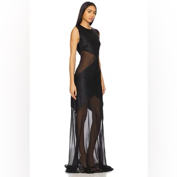 Tadashi Women's Beaded Mesh Cut Out Floor Length Gown Dress - Picture 1 of 8